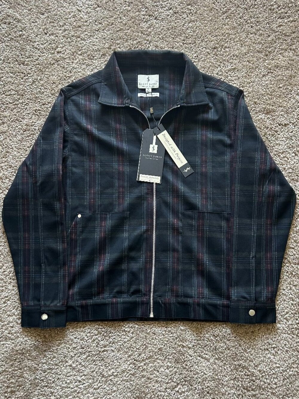 Scott James Plaid Zip-Up Jacket Brand New Size Small